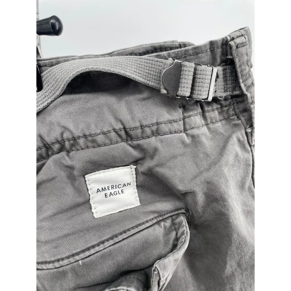 American Eagle Chino Shorts Men’s 44 Adjustable Waist Khaki Grey Flex